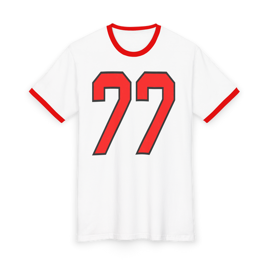 Sombr Tour Merch – 77 Red Ringer Tee