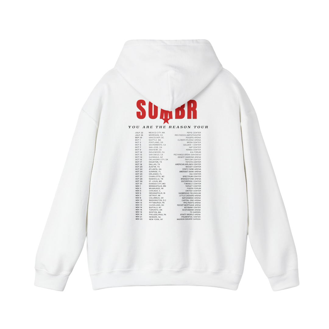 Sombr Tour Merch - You Are The Reason Tour White Hoodie